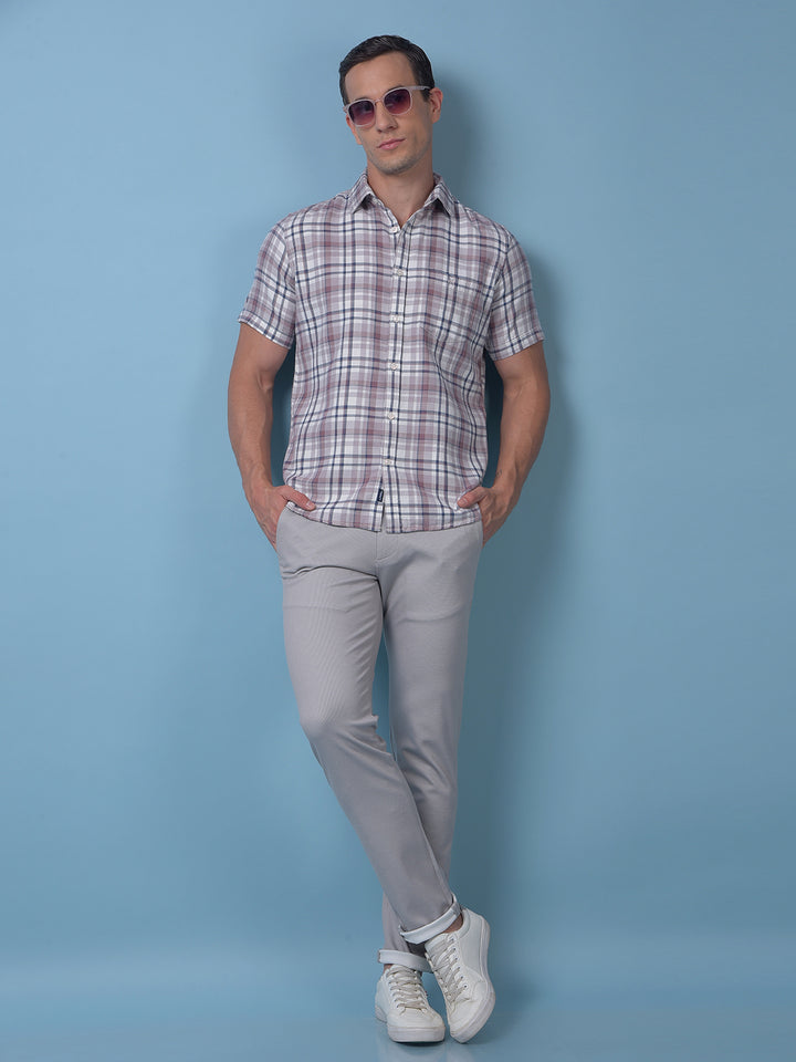 Pink Checked 100% Cotton Shirt