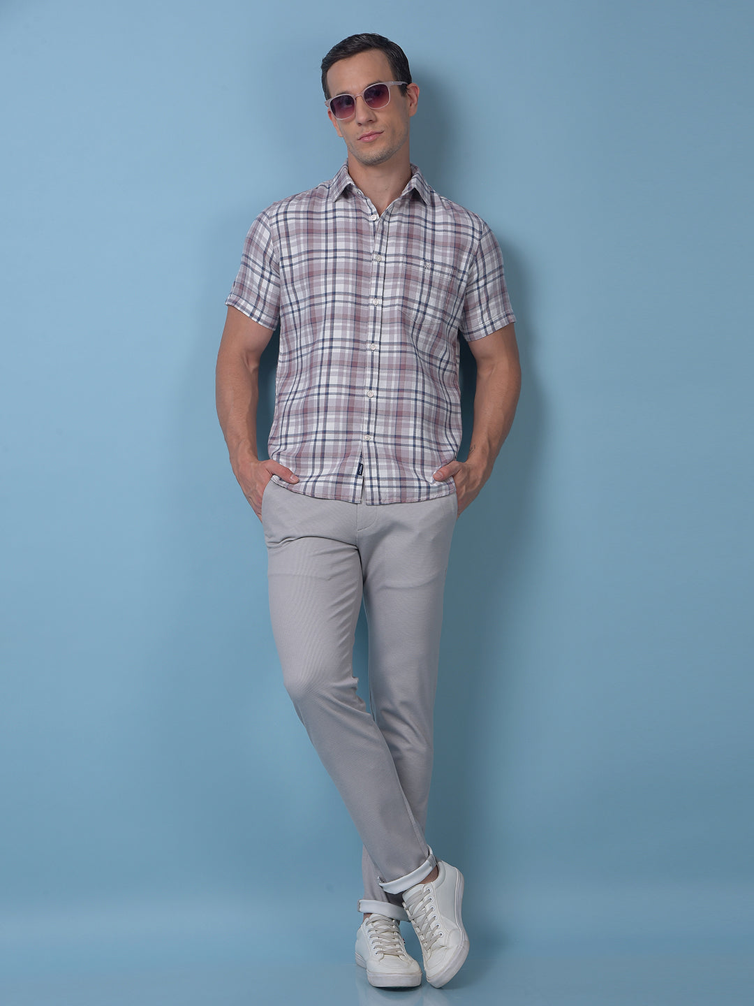 Pink Checked 100% Cotton Shirt