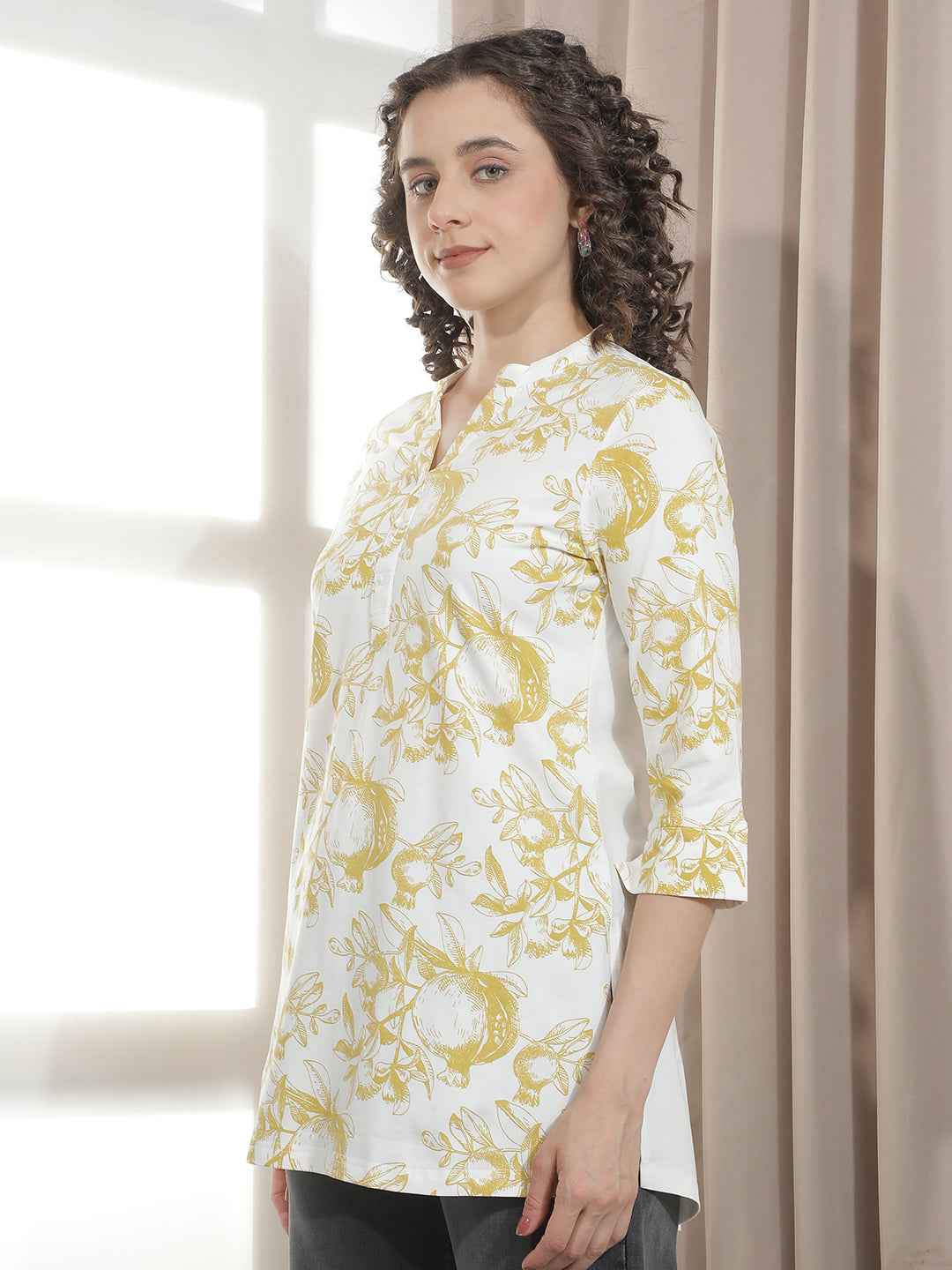Yellow Floral Printed Kurta