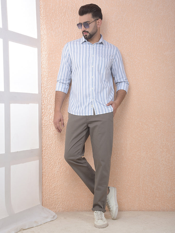 Blue Vertical Stripes 100% Cotton Shirt