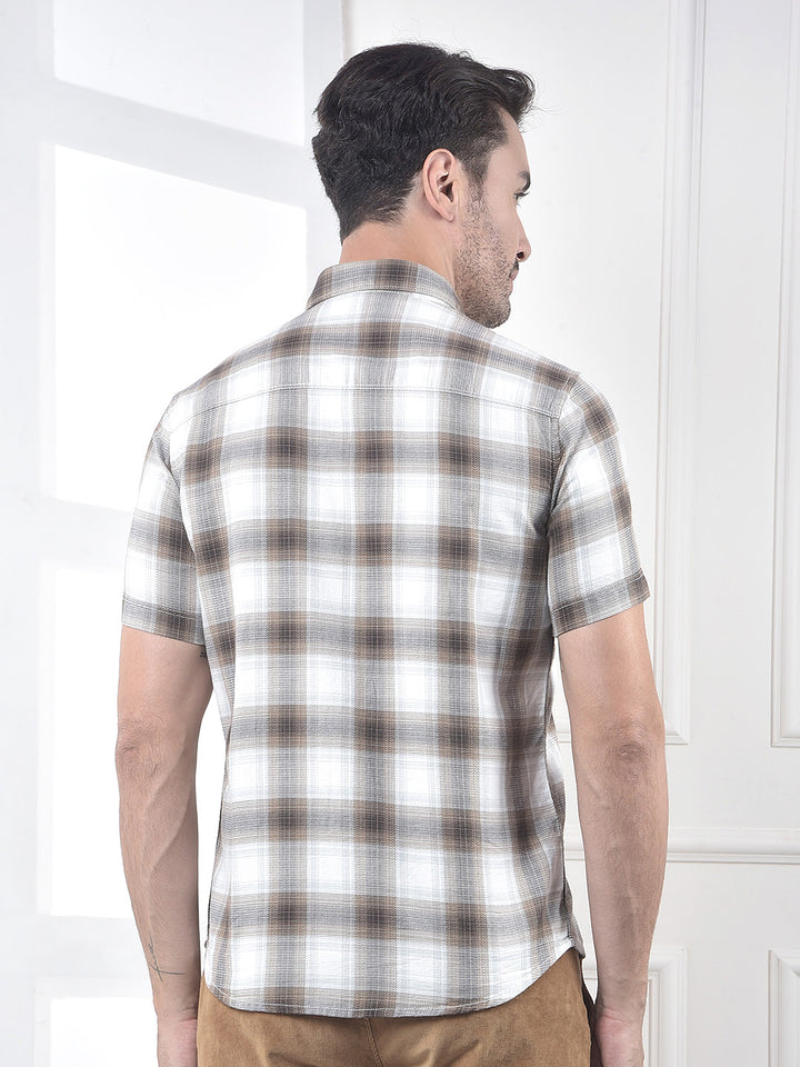 Brown Checked 100% Cotton Shirt