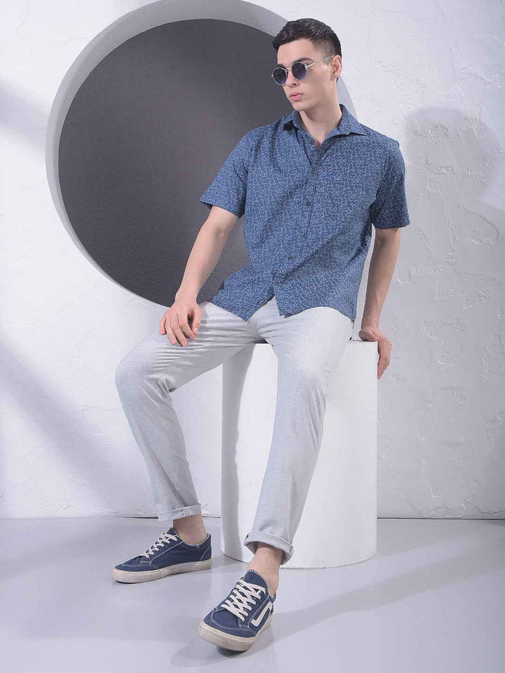 Blue Contemporary Printed Shirt