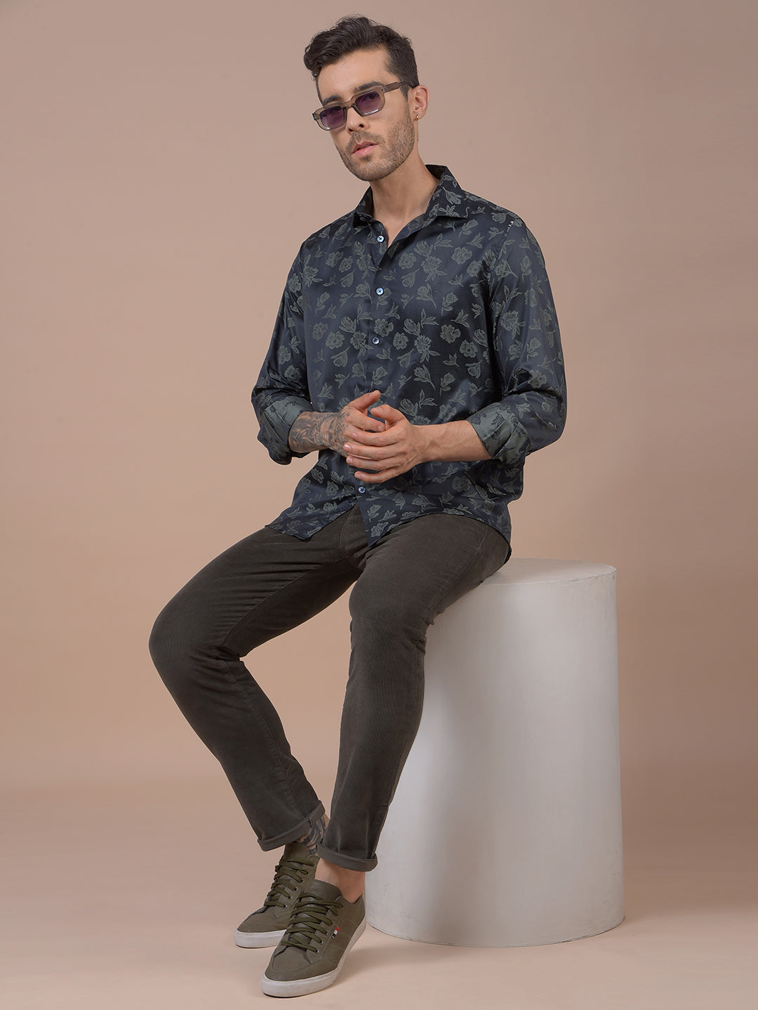 Green Floral Print Shirt