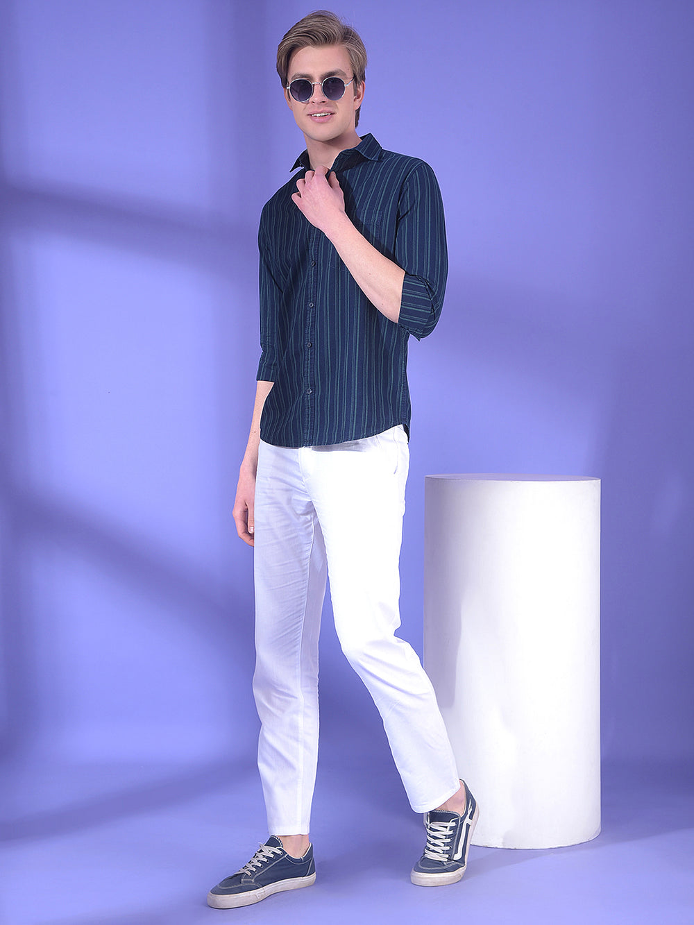 Blue Vertical Stripes 100% Cotton Shirt