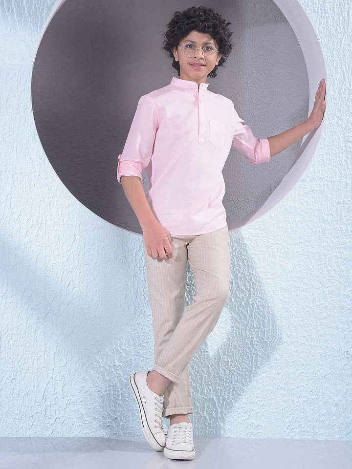 Pink Linen Kurta