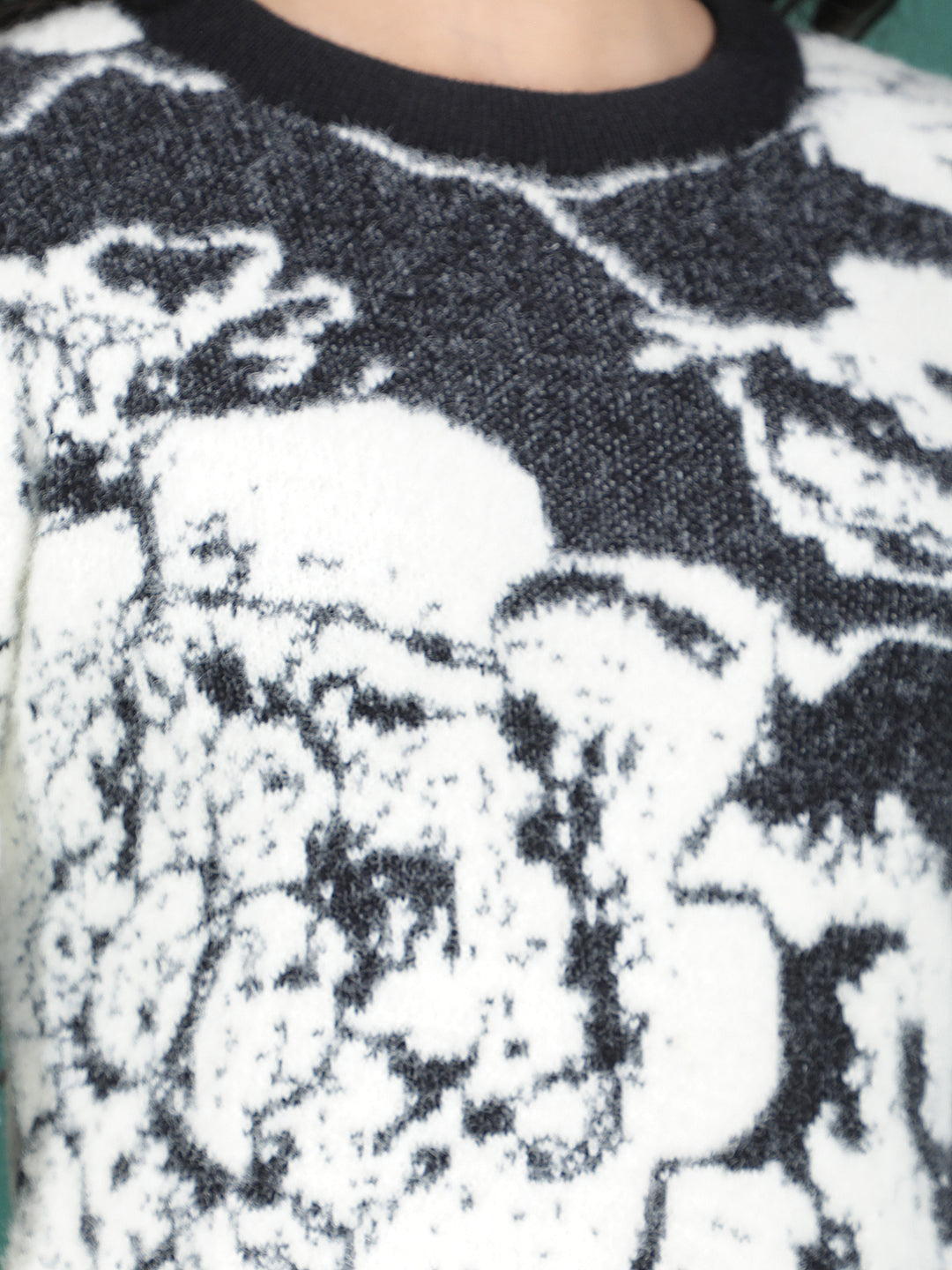 Black Abstract Print Sweater