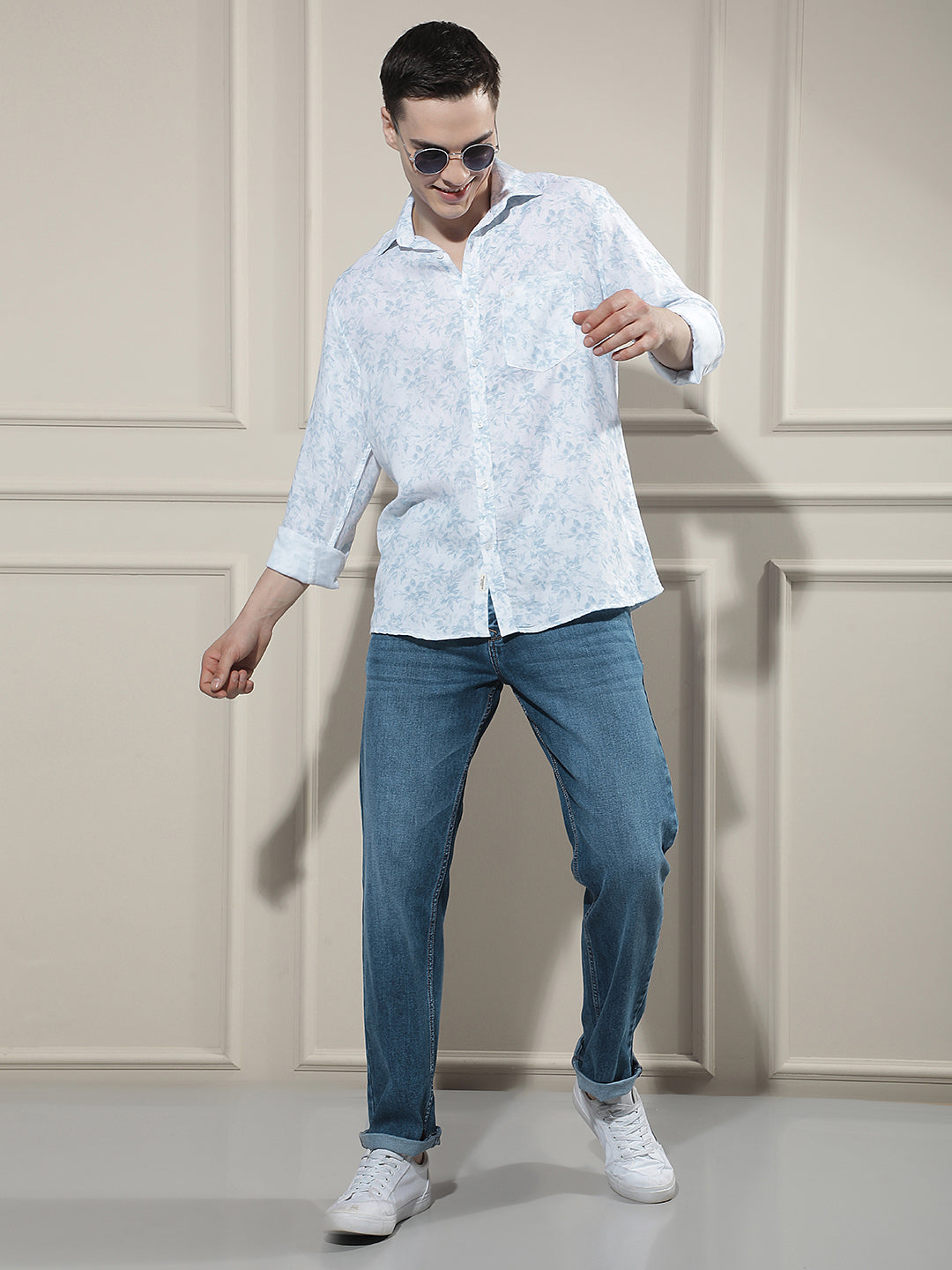 Blue Floral Print Shirt