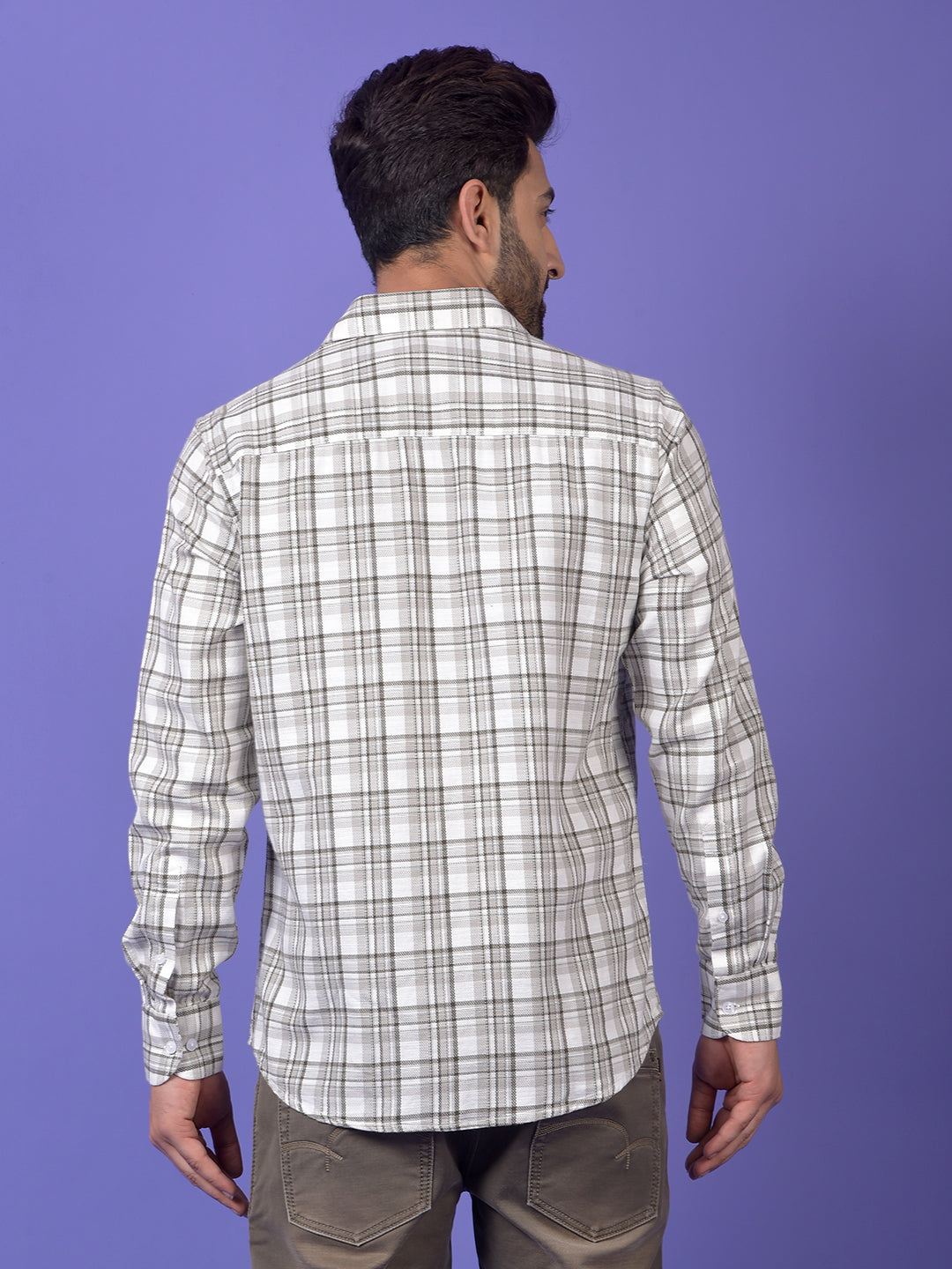 Grey Checked 100% Cotton Shirt