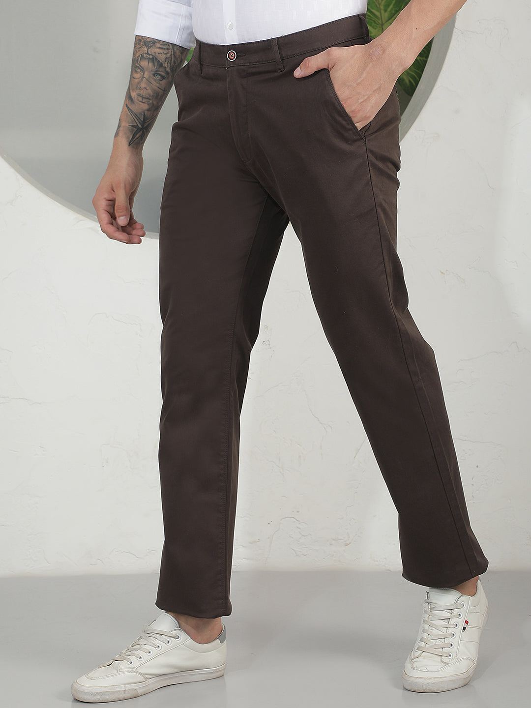 Essential Cocoa Brown Straight Trousers