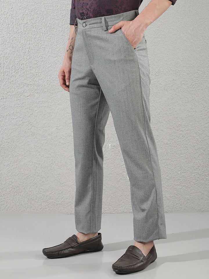 Grey Vertical Striped Trousers