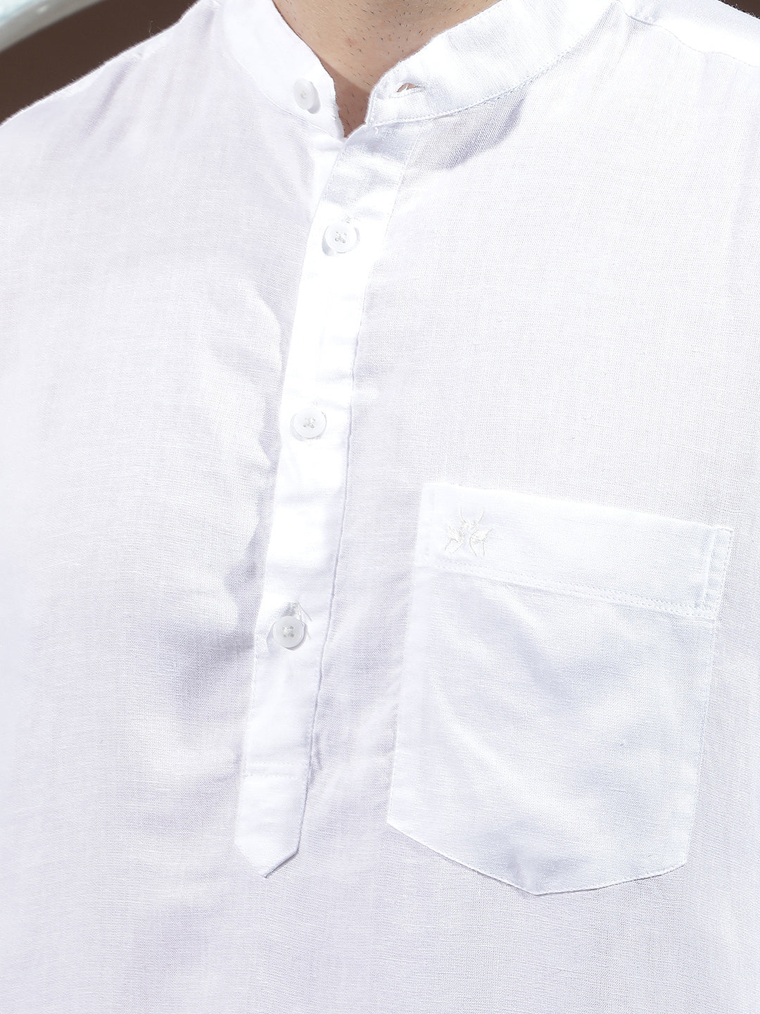 Tailored Arctic White Linen Kurta