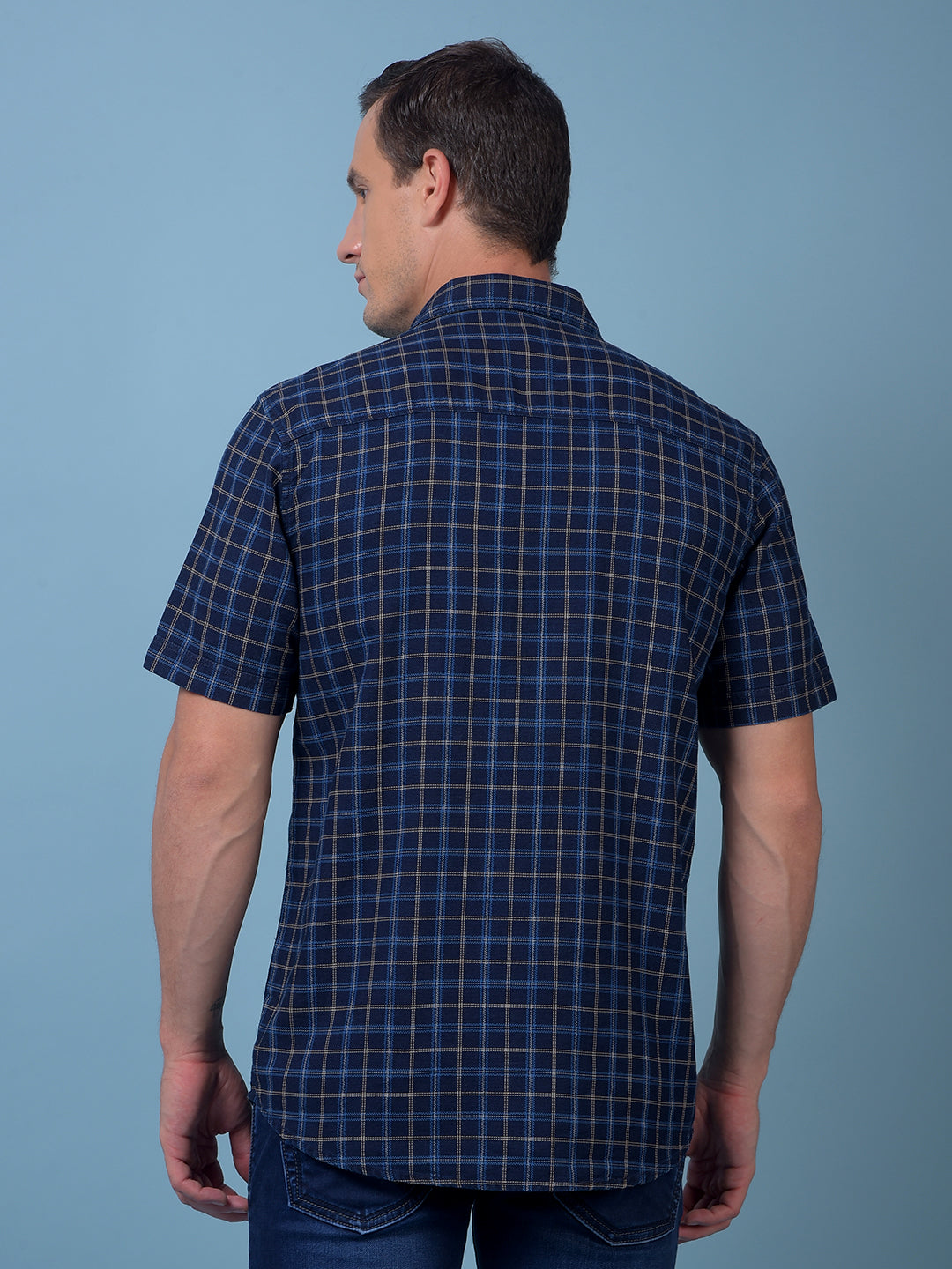 Blue Checked 100% Cotton Shirt