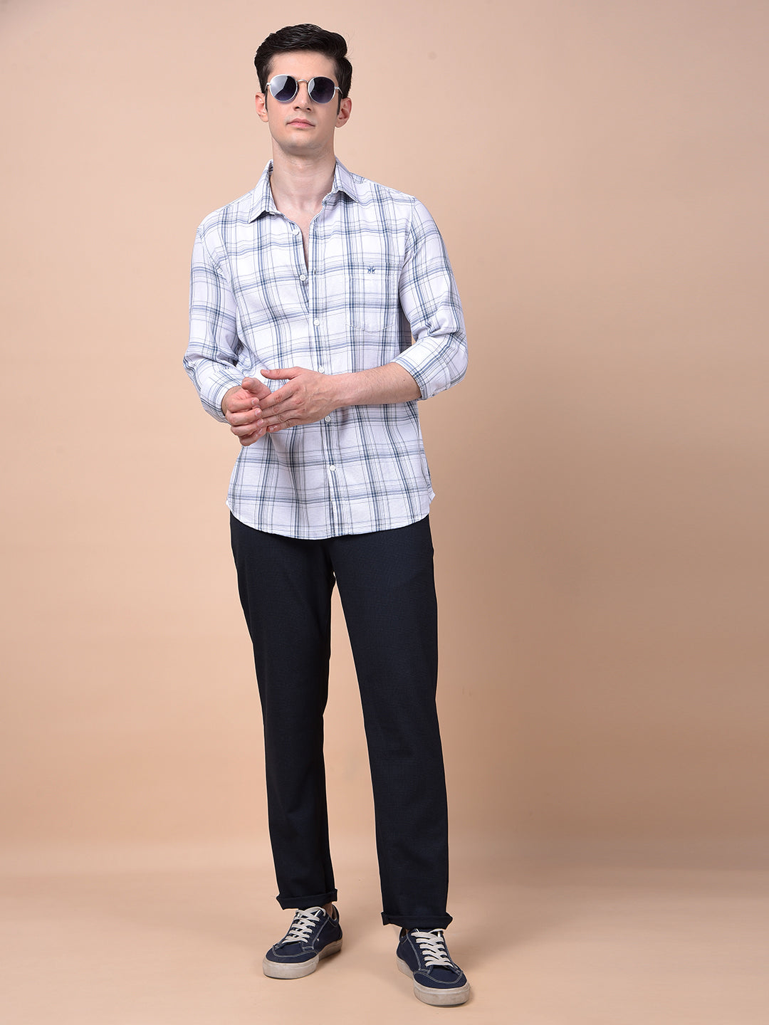 White Checked 100% Cotton Shirt