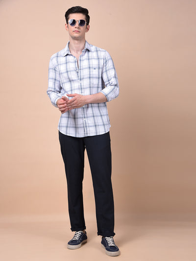 White Checked 100% Cotton Shirt