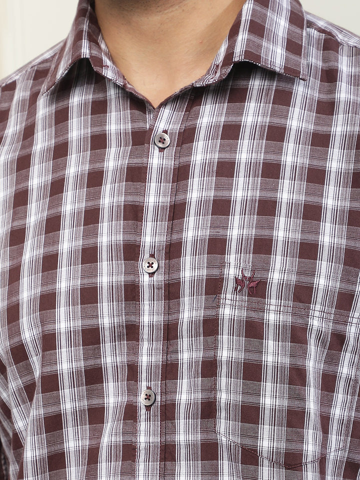 Purple Checked 100% Cotton Shirt