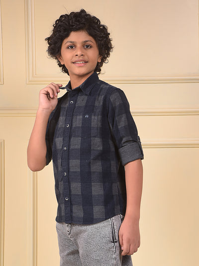 Blue Checked Corduory Shirt