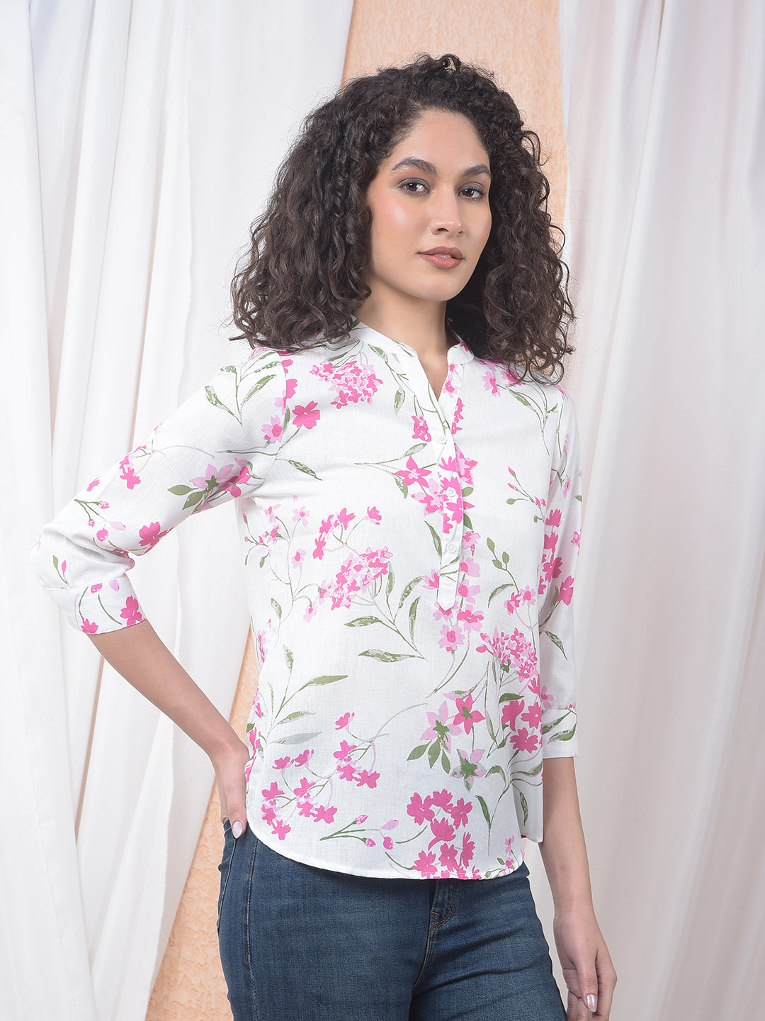 Magenta Floral Printed Top