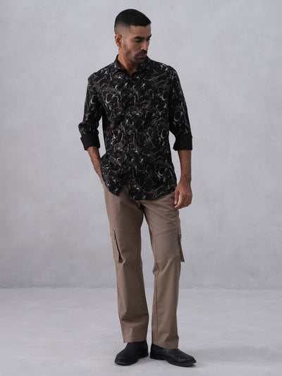 Black Abstract Print Shirt