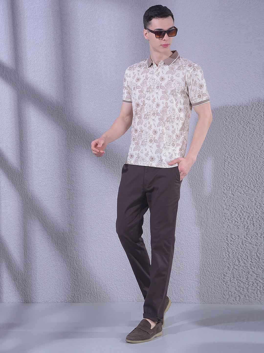 Brown Floral Print T-Shirt