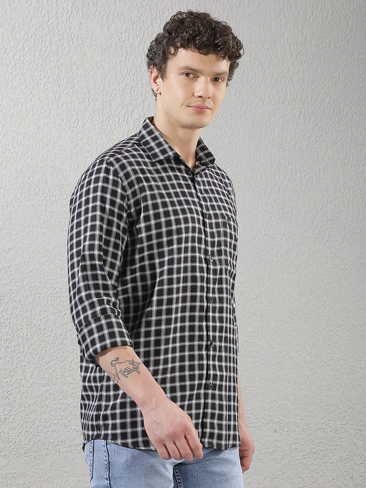 Black Checked 100% Cotton Shirt