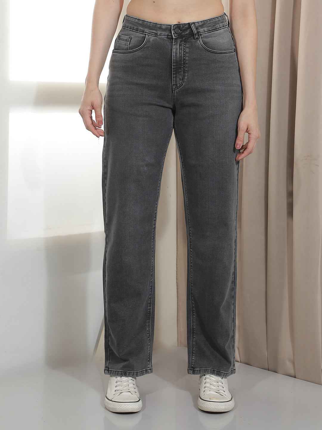 Sleek Grey Straight Jeans