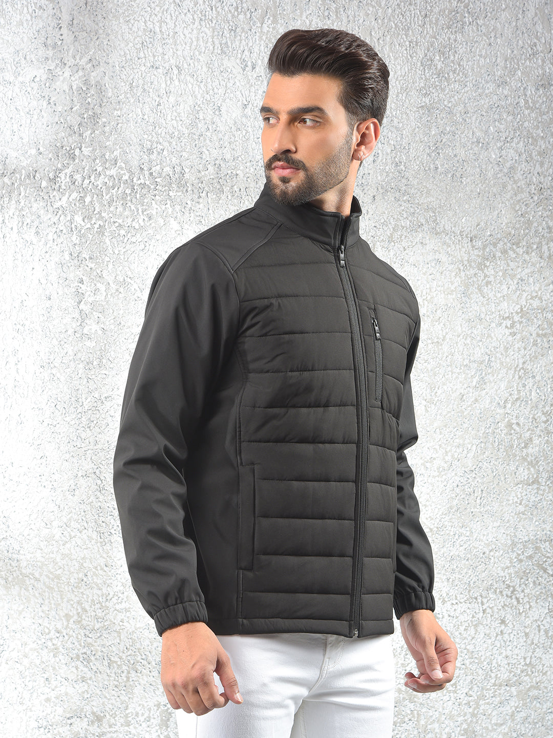 Contemporary Cut Black Puffer Jacket
