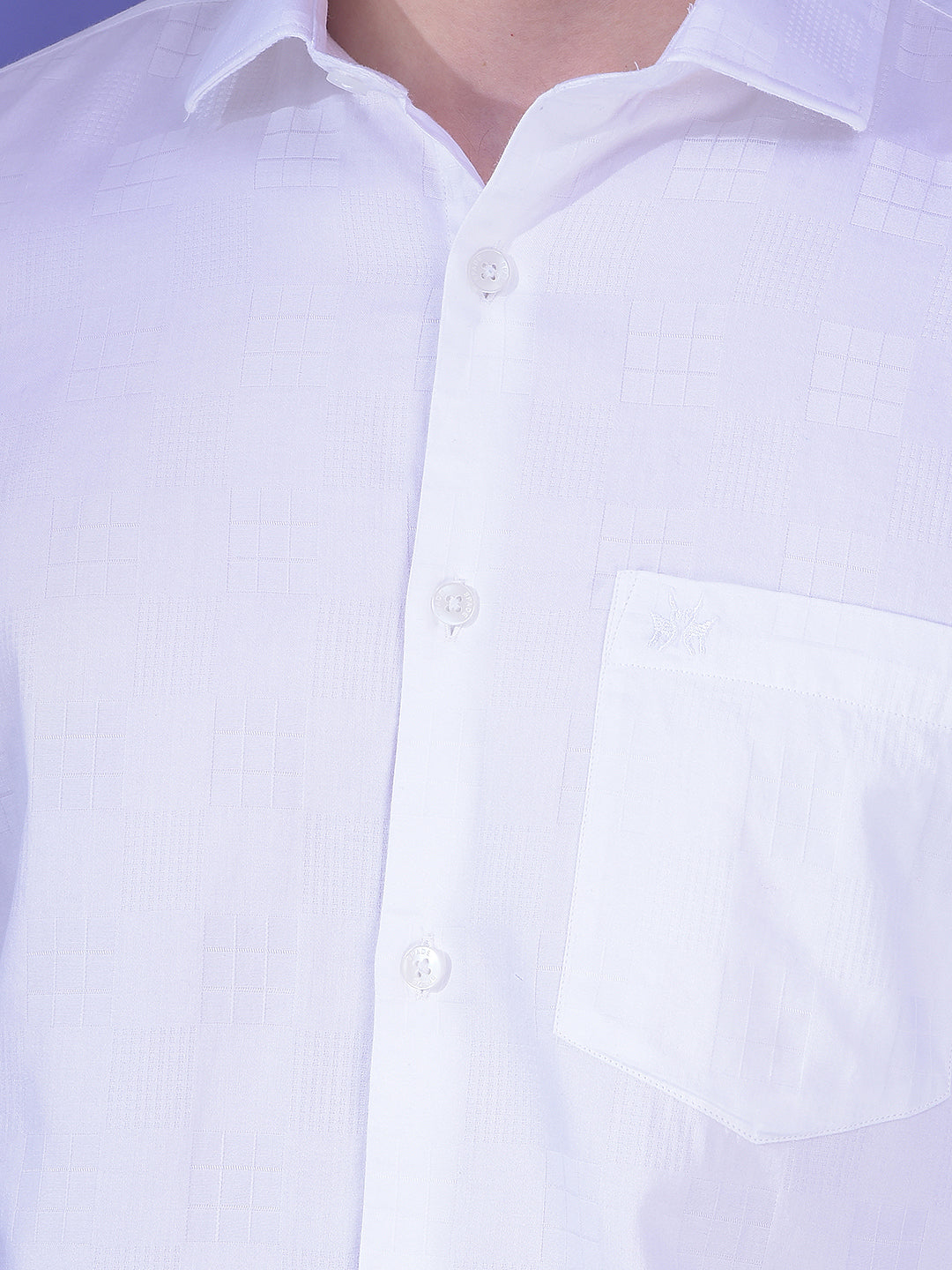 White Jacquard 100% Cotton Shirt
