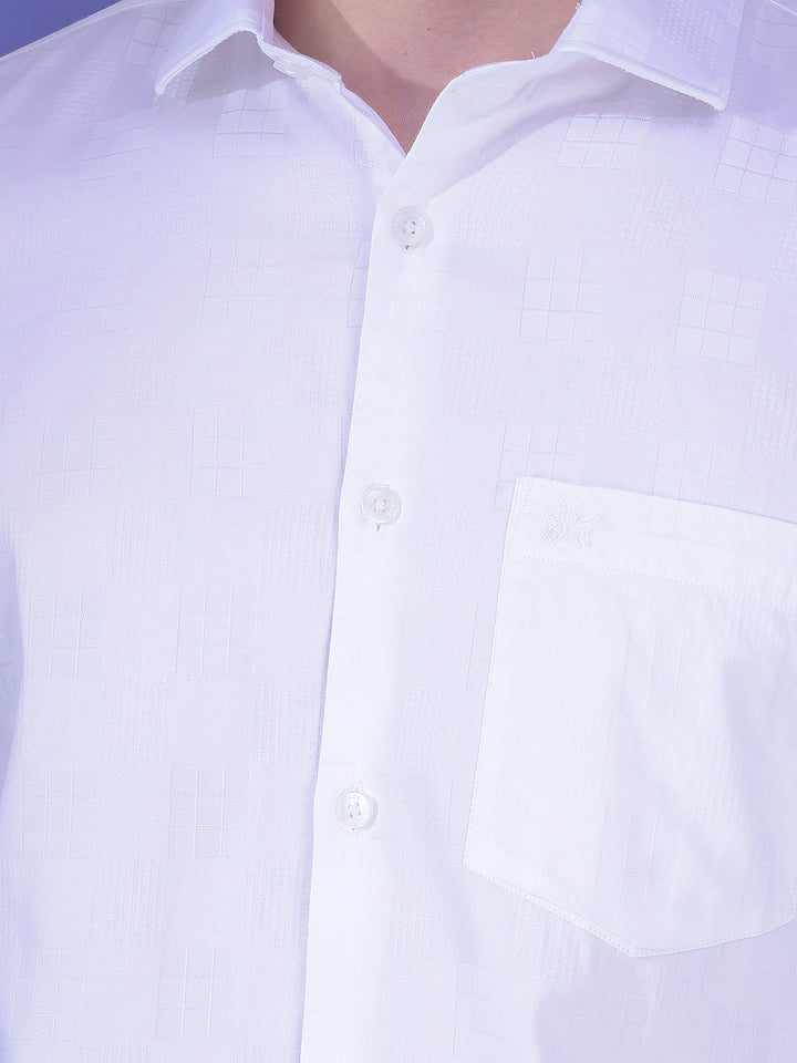 White Jacquard 100% Cotton Shirt