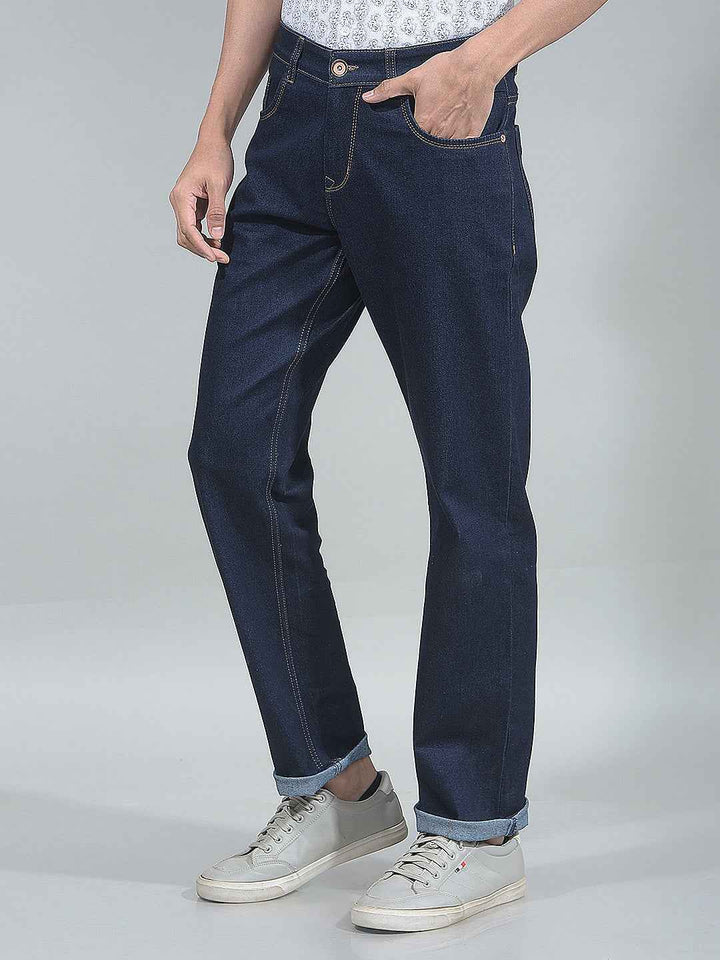 Navy Blue Straight Jeans