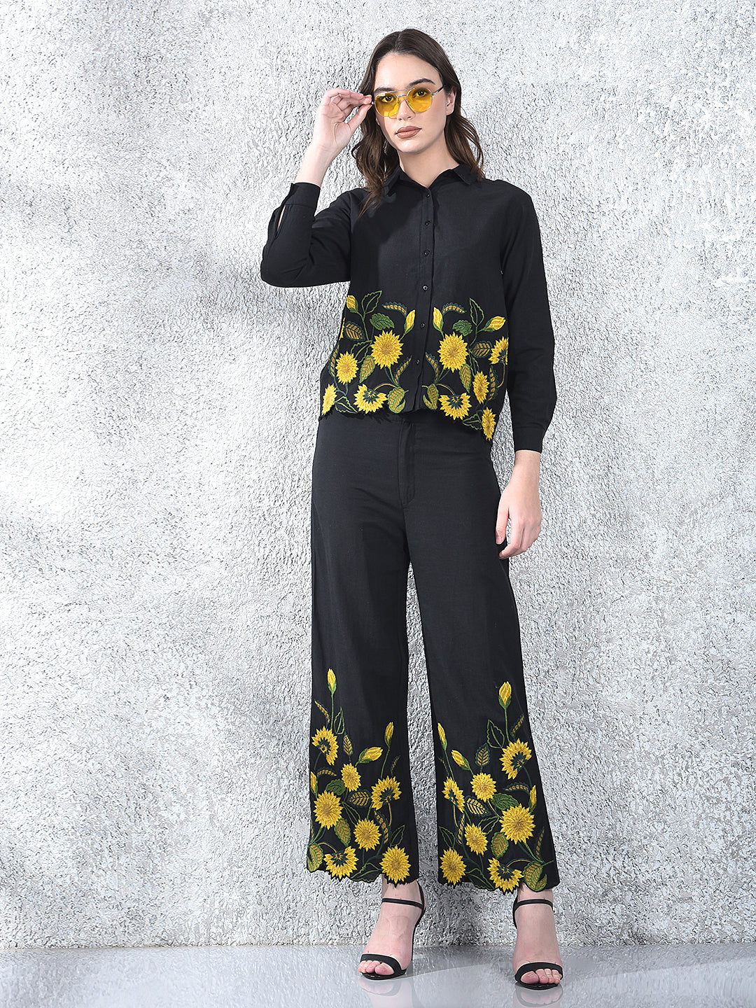 Black Embroidered Co-Ord Set