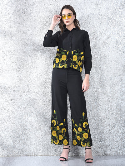 Black Embroidered Co-Ord Set