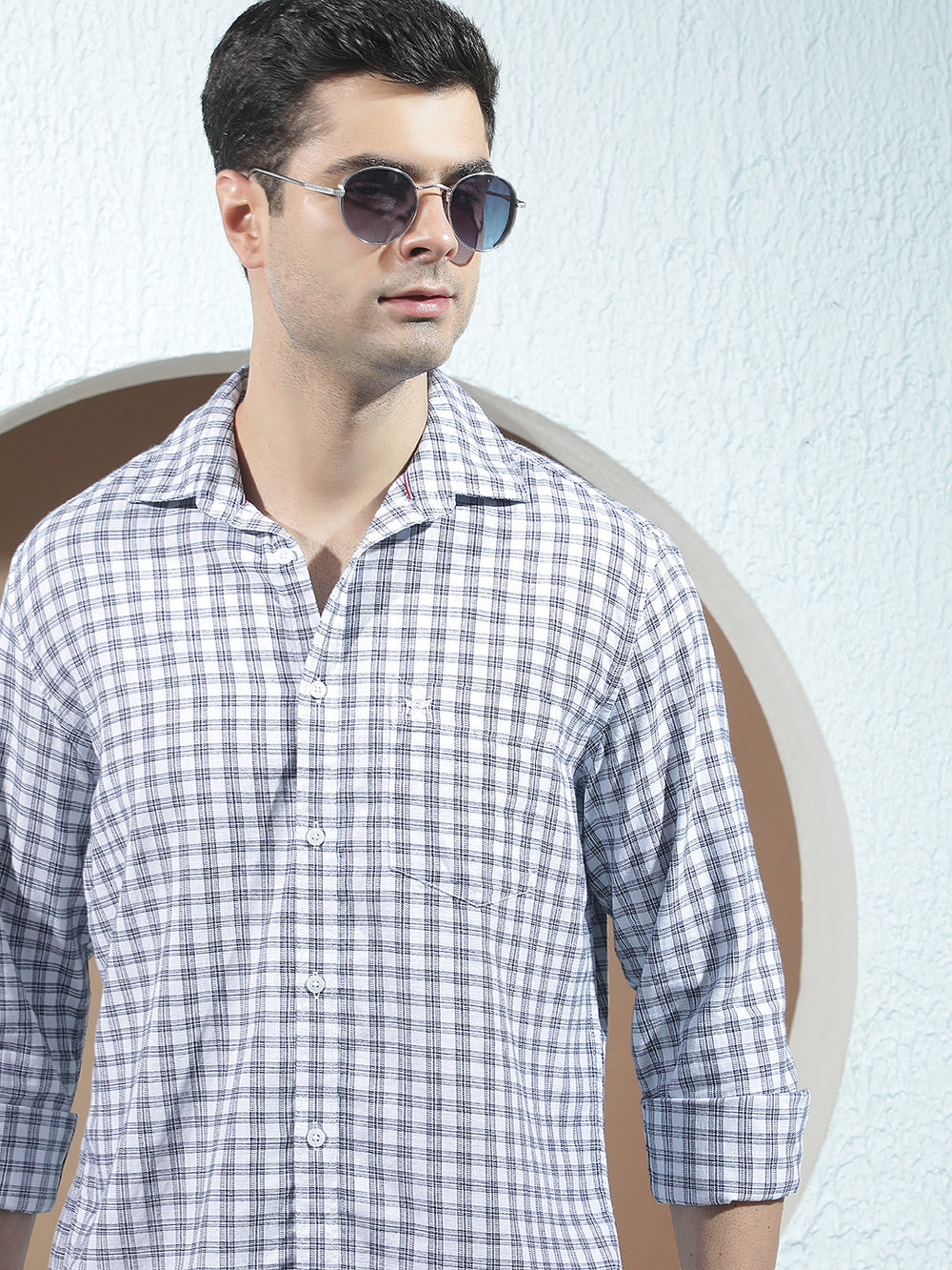 White 100% Cotton Checked Shirt