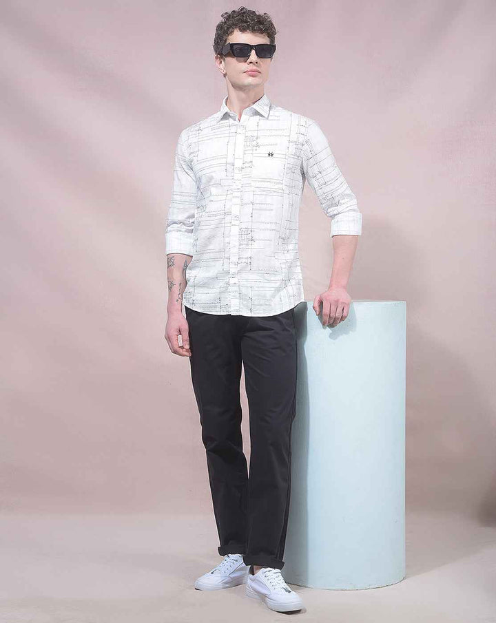 White Printed 100% Cotton Shirt