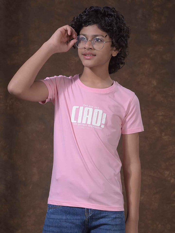 Pink Typographic Print T-Shirt