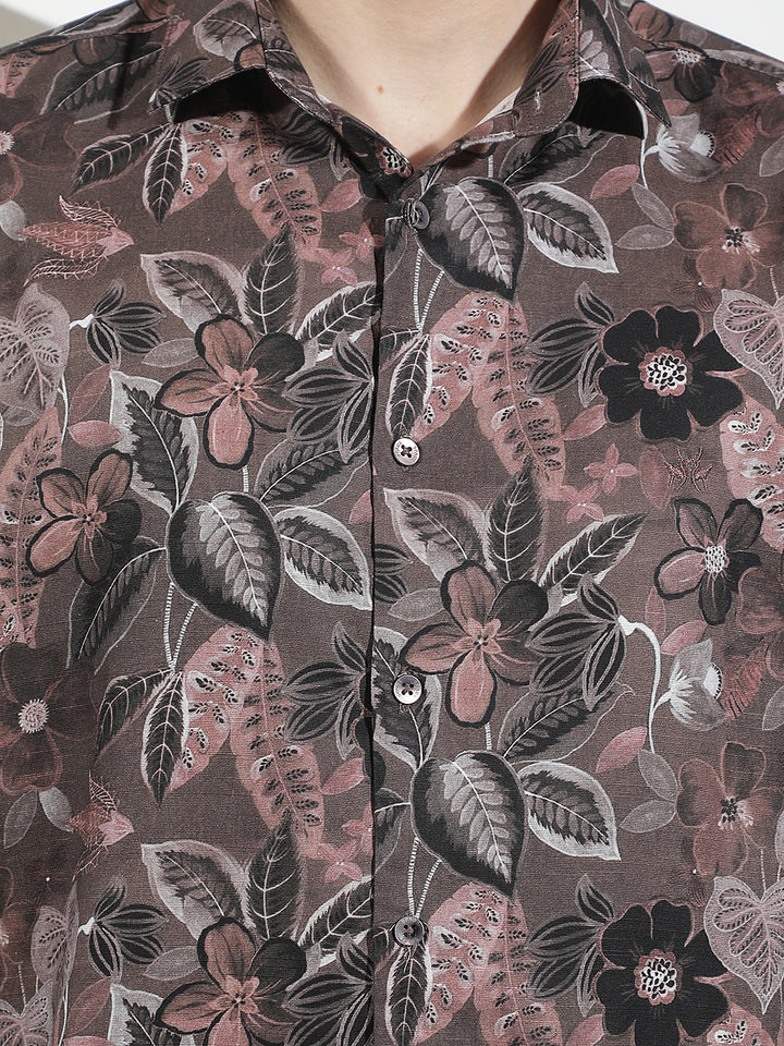 Purple Floral Print Shirt