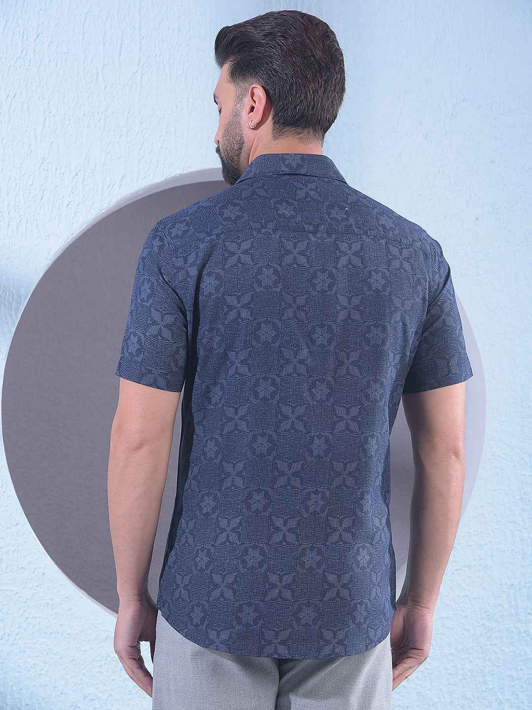 Navy Blue Printed Shirt