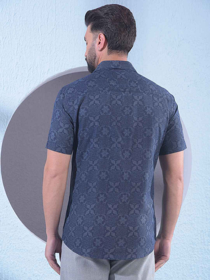 Navy Blue Printed Shirt