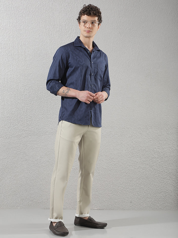 Navy Blue Printed Shirt