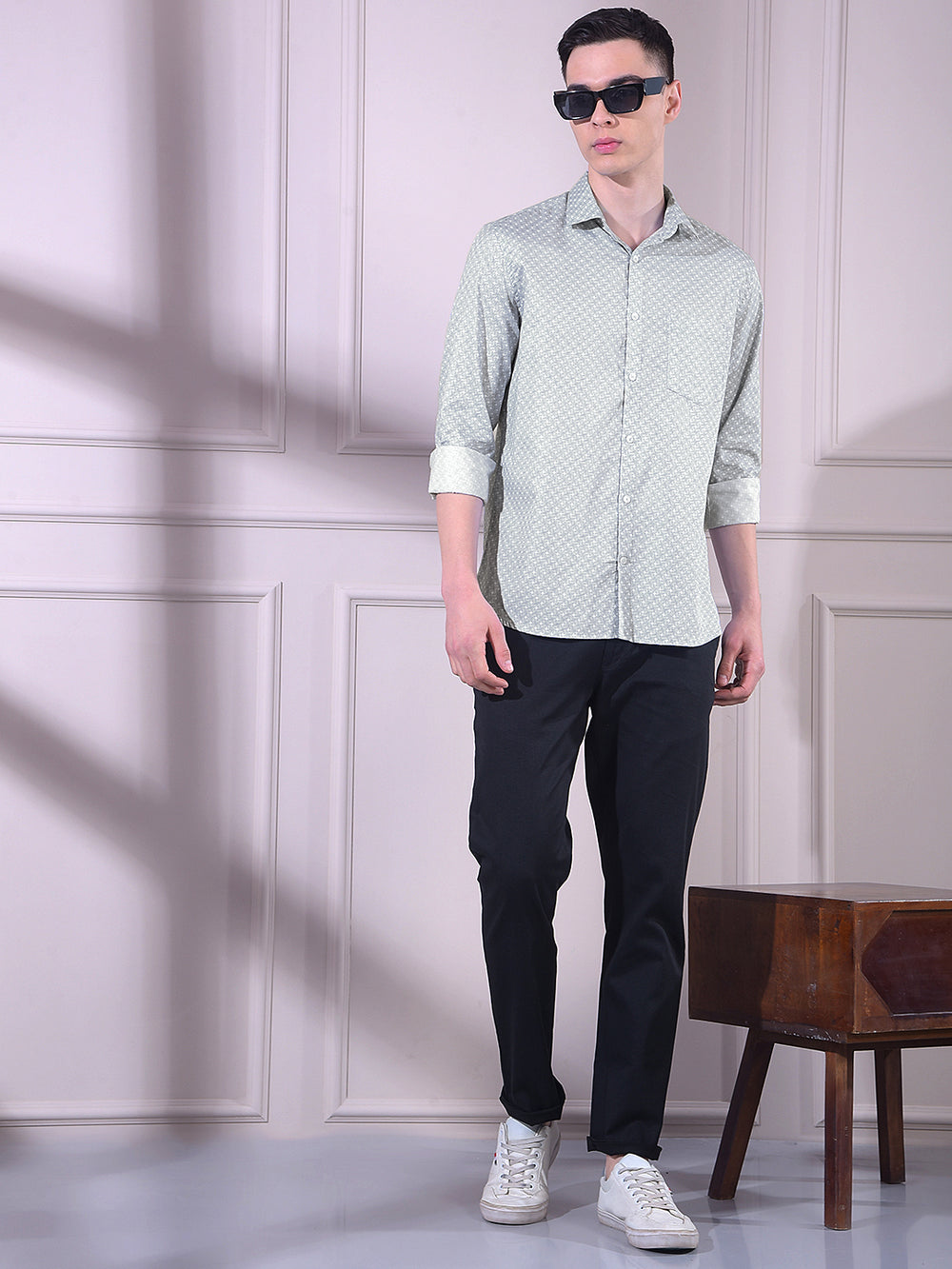 Blue Printed 100% Cotton Shirt