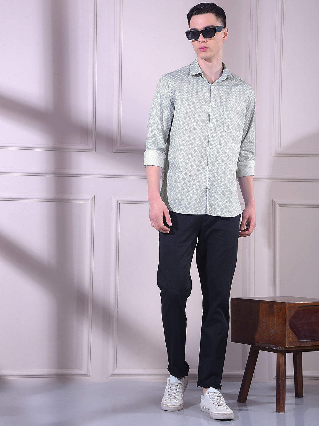 Blue Printed 100% Cotton Shirt