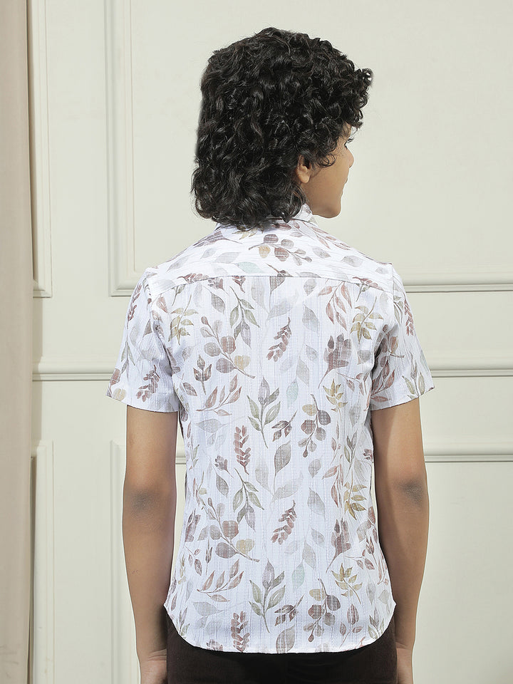Beige Tropical Printed Shirt