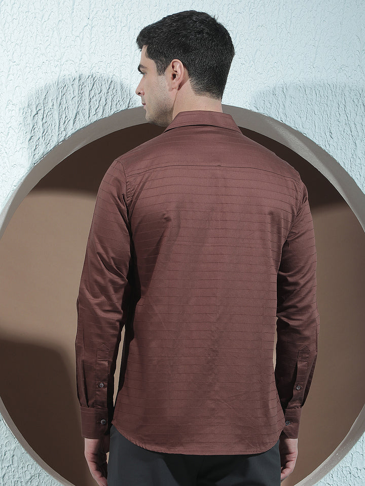 Brown Horizontal Stripes Shirt