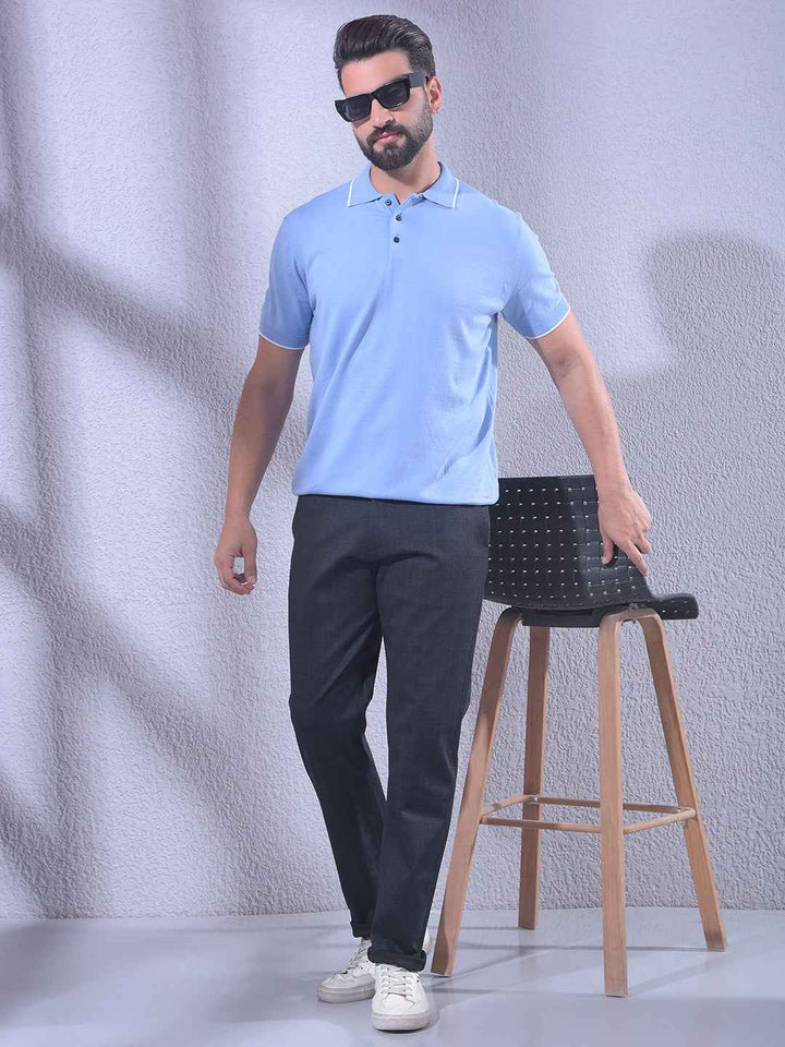 Sophisticated Sky Blue Blue Polo T-Shirt
