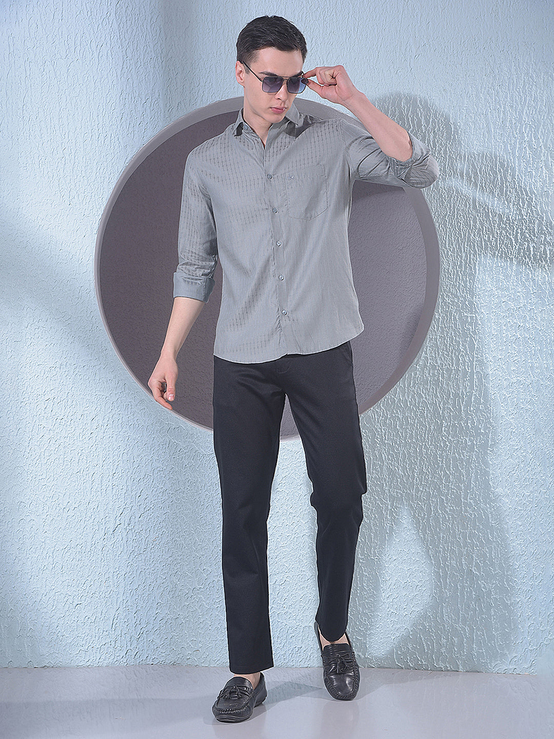 Black Printed Straight Trousers