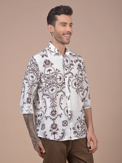 Brown Floral Print Shirt