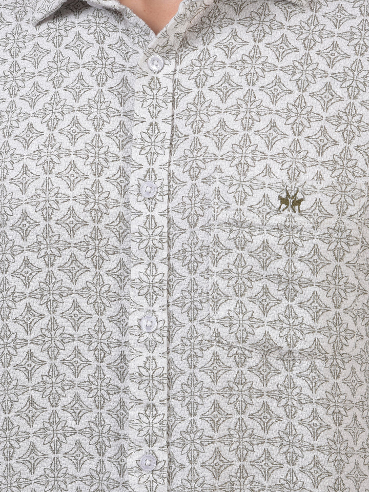 White Printed 100% Cotton Shirt