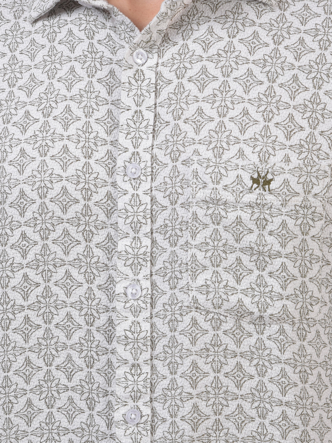 White Printed 100% Cotton Shirt