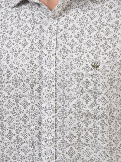 White Printed 100% Cotton Shirt