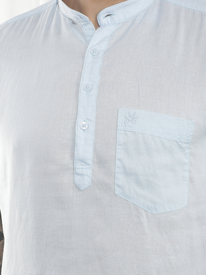 Sky Blue Linen Kurta