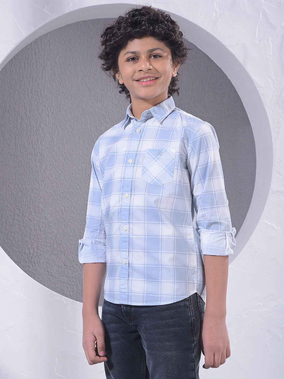 Blue Checked 100% Cotton Shirt